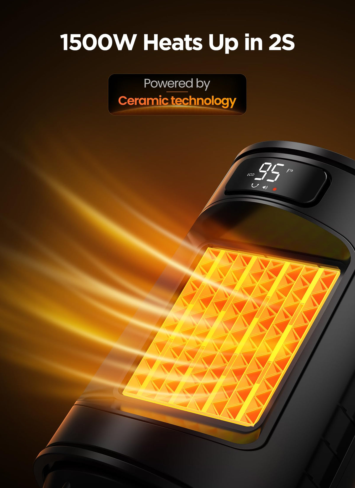 GiveBest Space Heater, Electric Portable Heaters for Indoor Use with Thermostat and Remote, 70°Oscillation, Digital Display, 12H Timer, 1500W PTC Ceramic Fast Safety Heat for Office Bedroom Home Desk