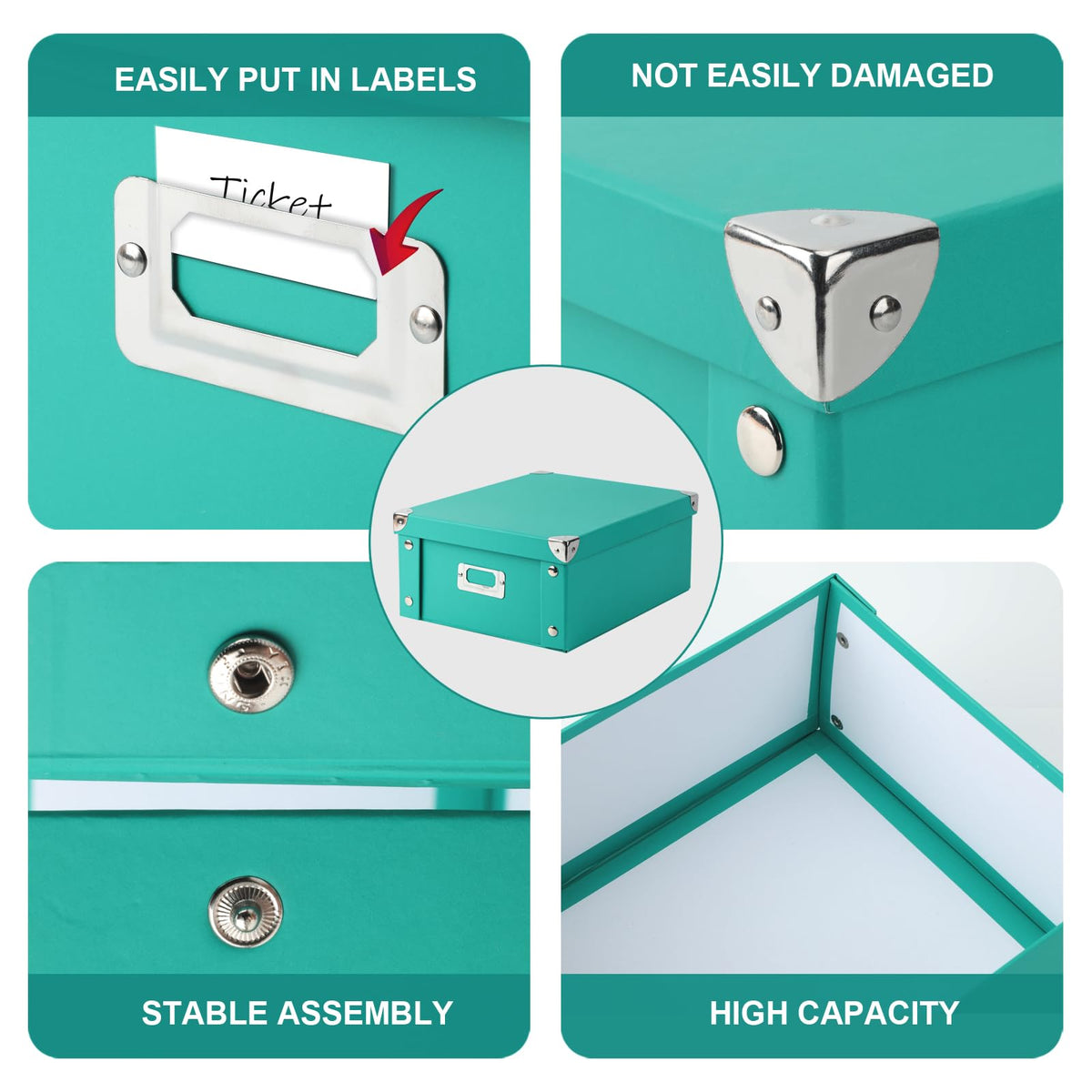 2 Pcs Checks Storage Box with Lid Document Boxes Banker Boxes Lake Green Document Bin Snap Close Receipt Box Storage Foldable Cardboard Record Boxes For Files Orangize Books Files Envelope 12"x10"x5"