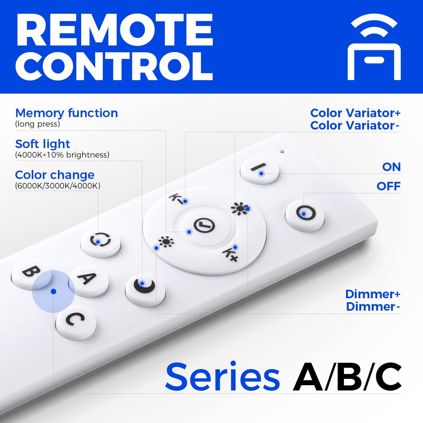 Barrina 5568 Remote Series LED Linear Light, 2nd-Generation, 45W Seamless Connection, 3000K-6000K Color Changing, 4FT Dimmable Hanging Office Shop Light Fixture with Remote, 5568 Series White, 4 Packs
