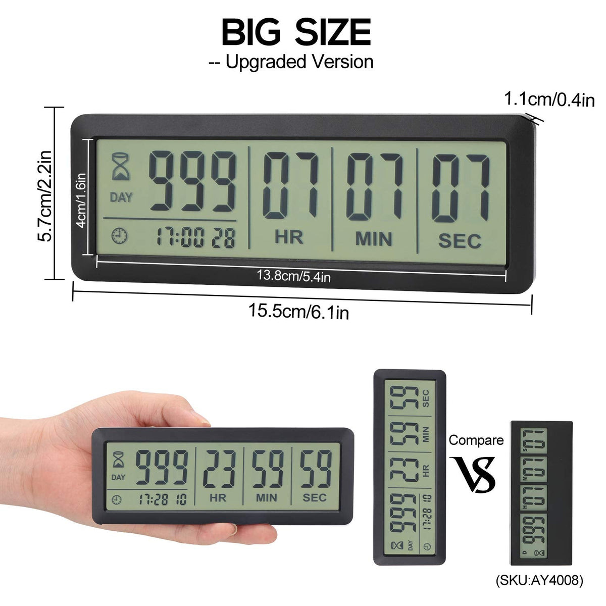 A AIMILAR 999 Days Countdown Timer Digital Clock Retirement Vacation Event Day Counter with Count Up Function