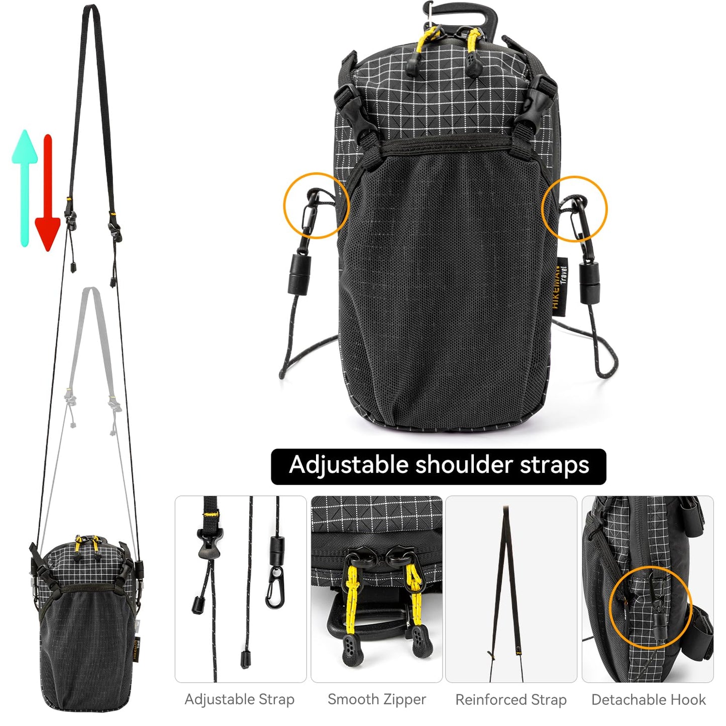 HIKEMAN Backpack Shoulder Strap Pouch - Smartphone Strap Pack,Waterproof Backpack Strap Pocket Attachment Bag for Hikers,Small Crossbody Bag Waist Pack for Sports Hiking Camping(Grey)