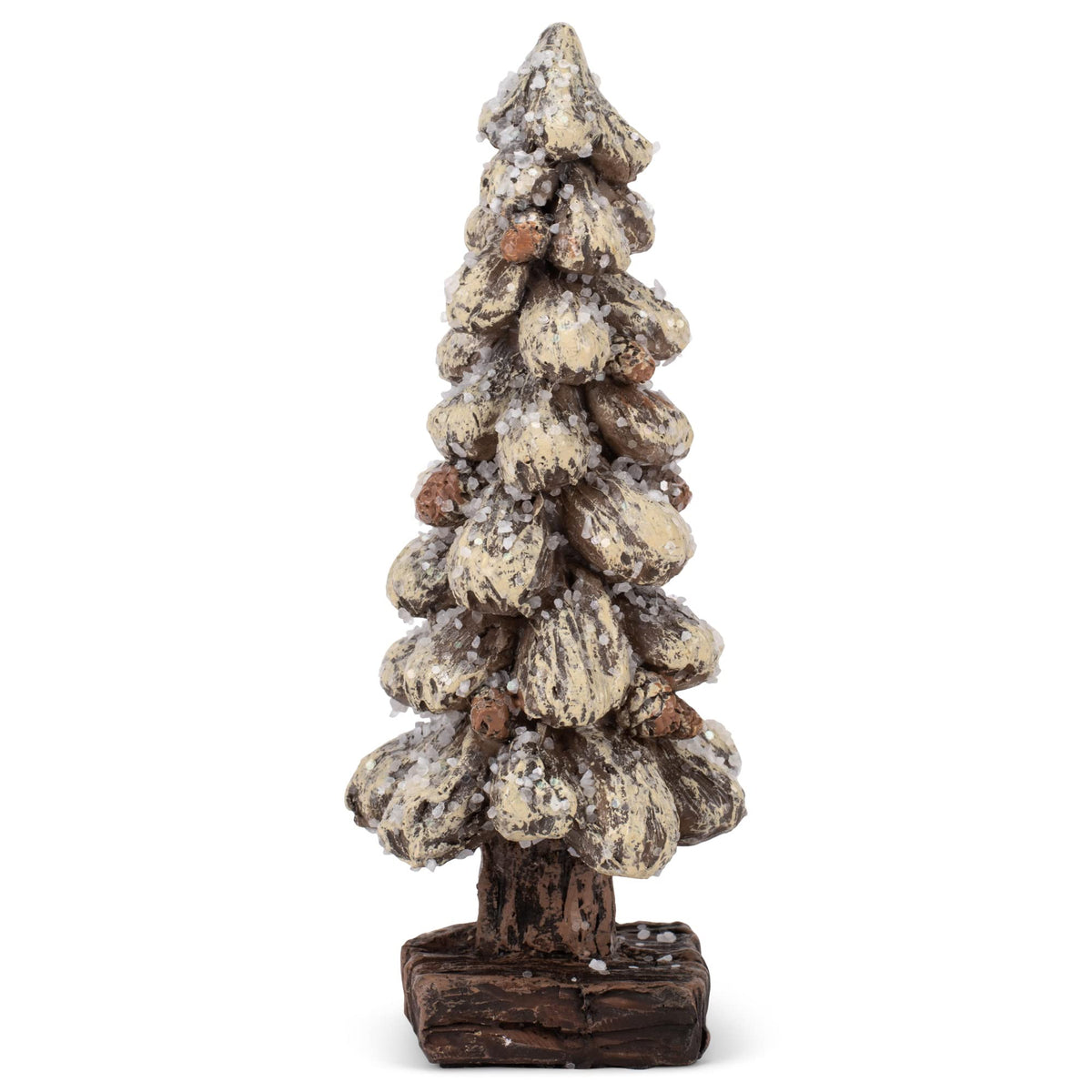 Transpac Rustic Snowy Tree Cream and Brown 5 Inch Resin Figurine Set of 3