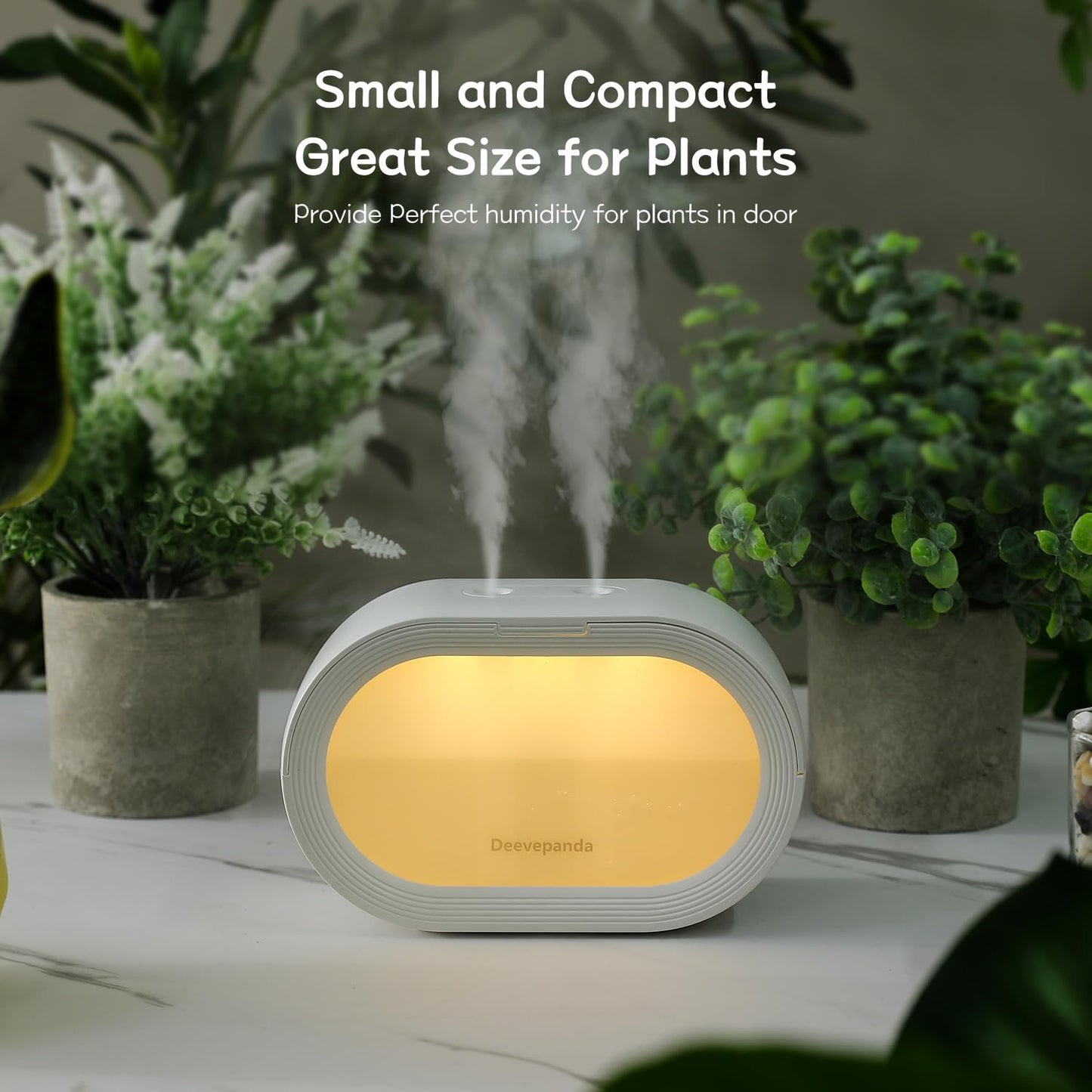 Deevepanda Small Dual Cool Mist Humidifier for Bedroom, 500ml Mini Plant Humidifier Indoor, Rechargeable Battery Powered Portable Desk Baby Humidifier for Kids Room Home Baby Nursery, Office, White