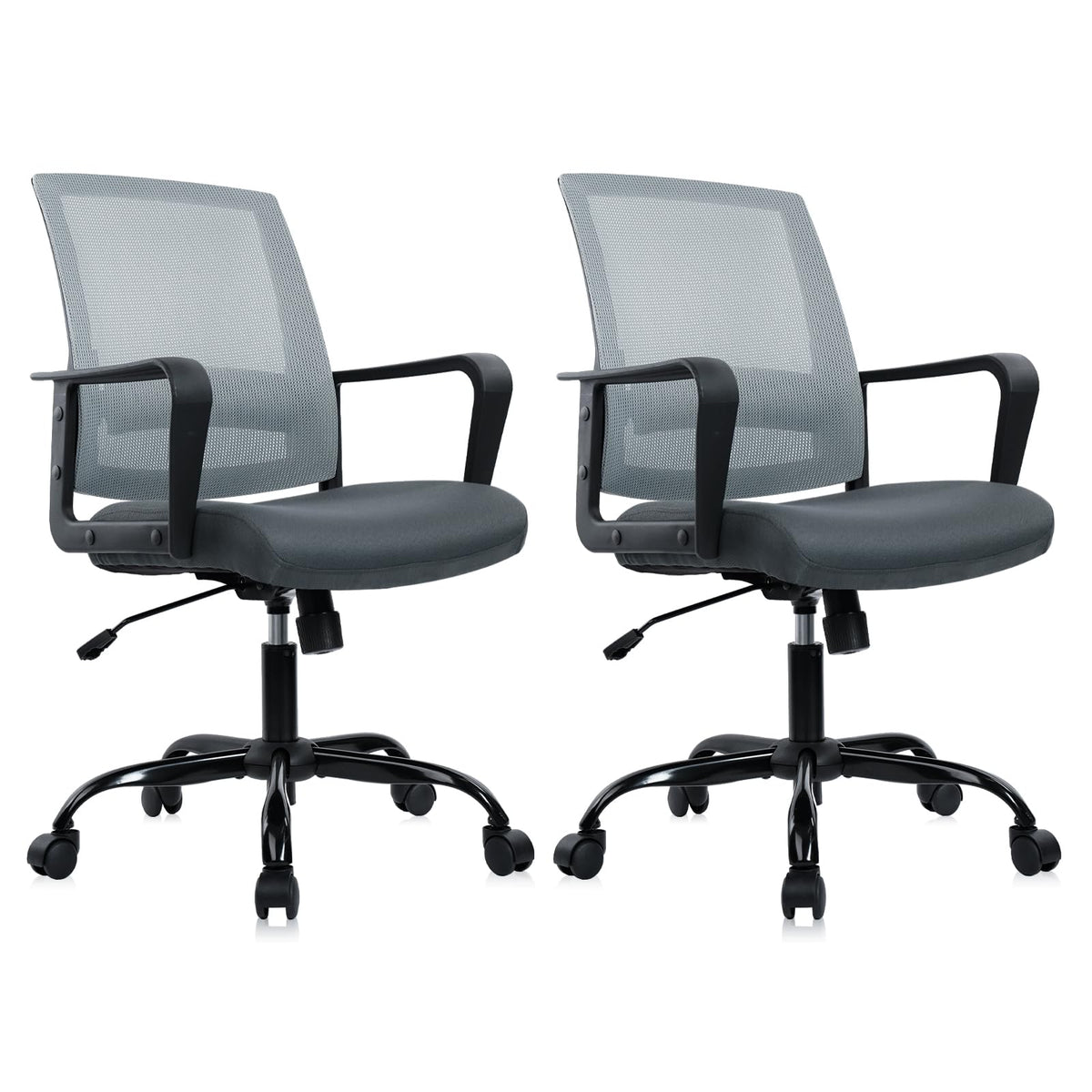 CLATINA Ergonomic Office Desk Chair - Mesh Office Chair with Adjustable Lumbar Support, Rolling Comfortable Computer Task Chairs with Arms for Home Conference-Gray, 2 Pack