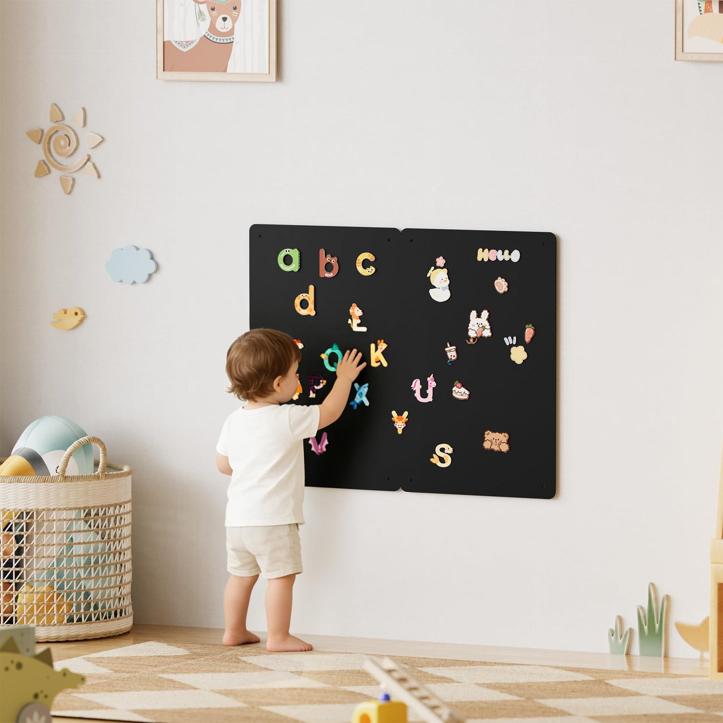 2 Pack Magnetic Board for Wall, 17.5" x 11.4" Magnet Bulletin Memo Board, Metal Sheets to Display Magnetic Letter Number Souvenir, Notes, Poetry, Photos, Black