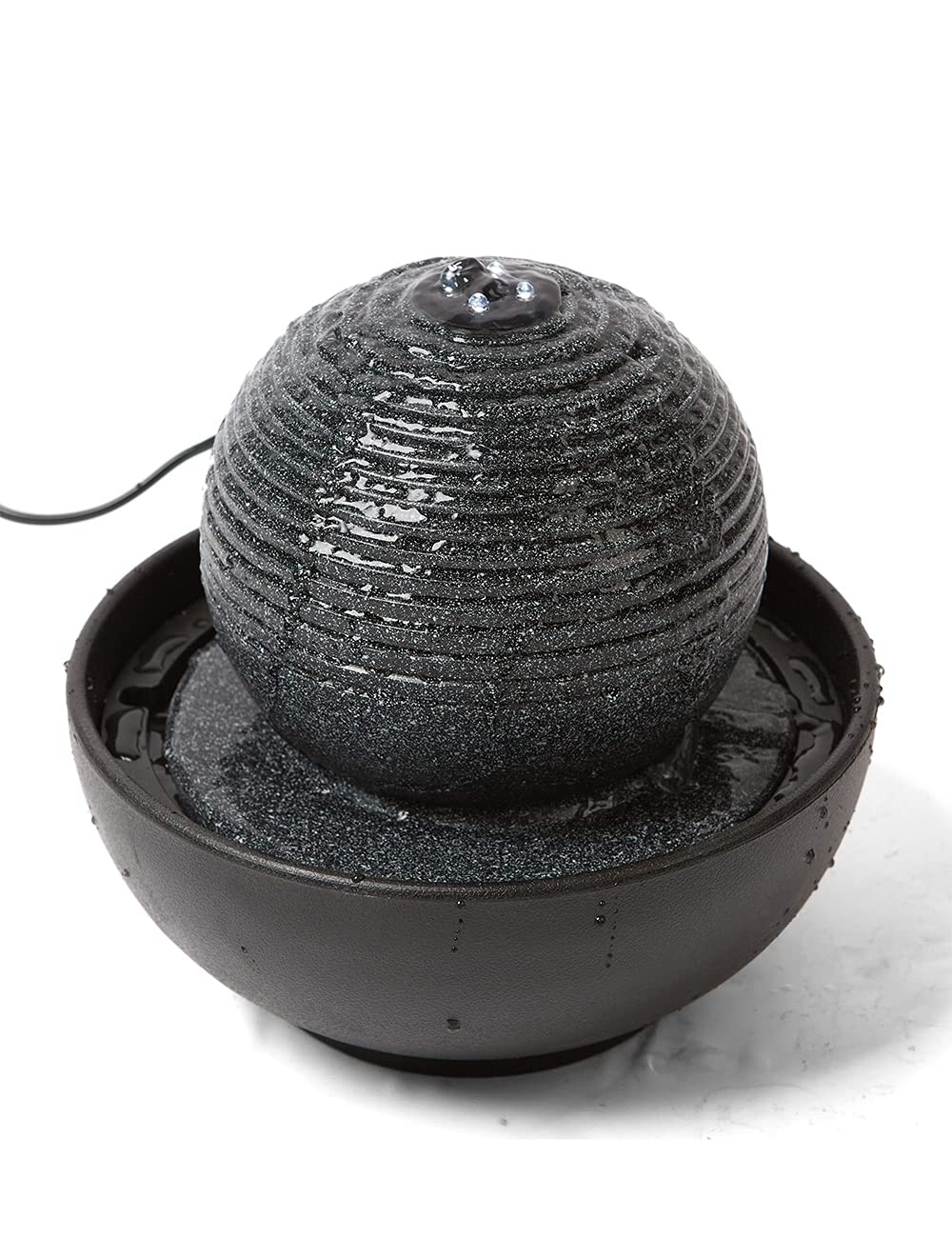 SEINHIJO Indoor Water Fountain Tabletop Fengshui Waterfall Modern Decor Gift for Desk Office LED Lights 9.0 Inch