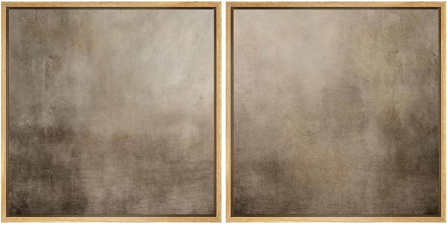 SIGNFORD Framed Canvas Print Wall Art Set Neutral Abstract Minimalist Earthy Tones Illustrations Modern Art Minimal Relax/Calm for Living Room, Bedroom, Office - 16"x16"x2 Natural