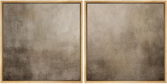SIGNFORD Framed Canvas Print Wall Art Set Neutral Abstract Minimalist Earthy Tones Illustrations Modern Art Minimal Relax/Calm for Living Room, Bedroom, Office - 16"x16"x2 Natural
