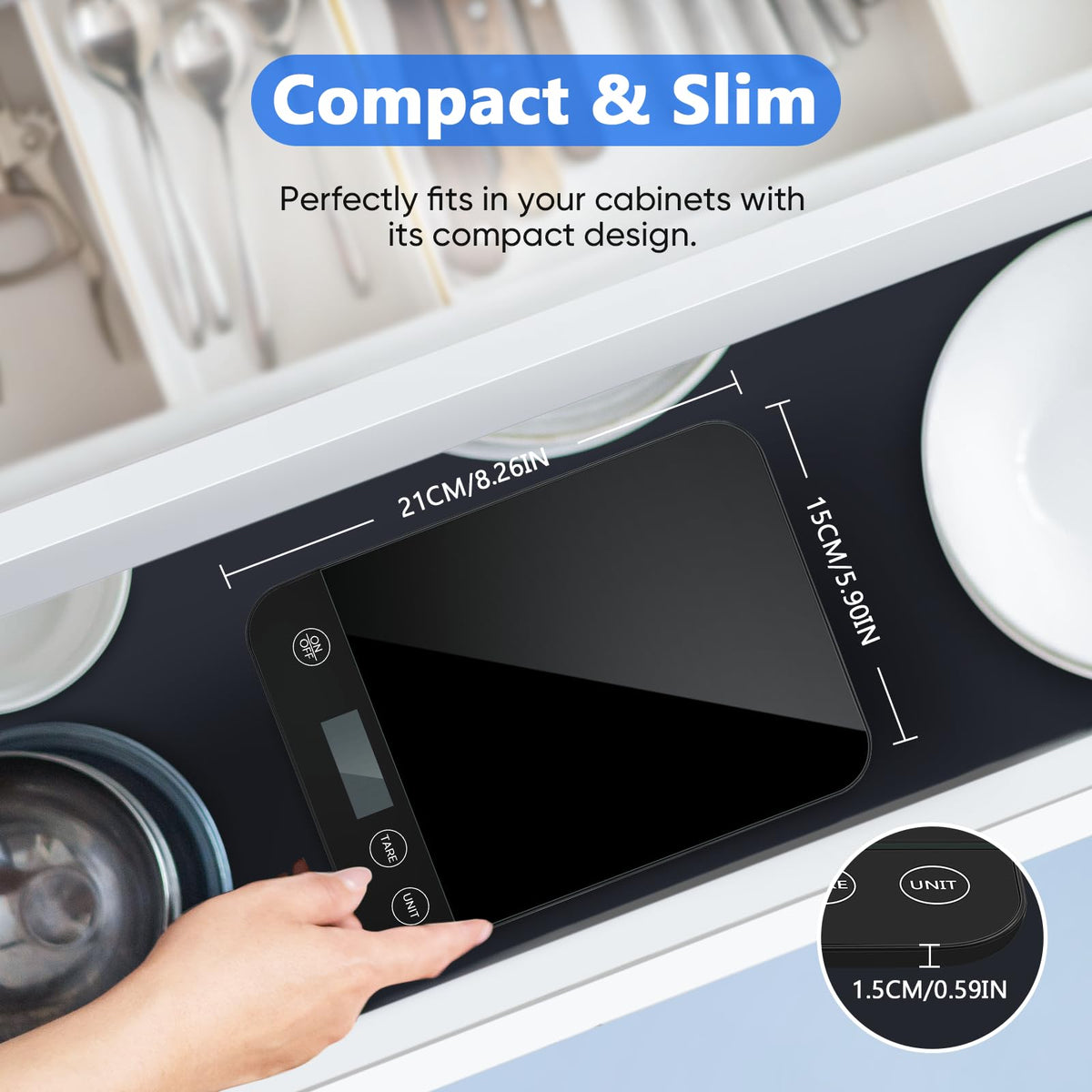 Digital Kitchen Scale, 22lb Capacity, Tempered Glass, Easy Tare Function, Large LCD Display, Perfect for Cooking, Baking and Meal Prep
