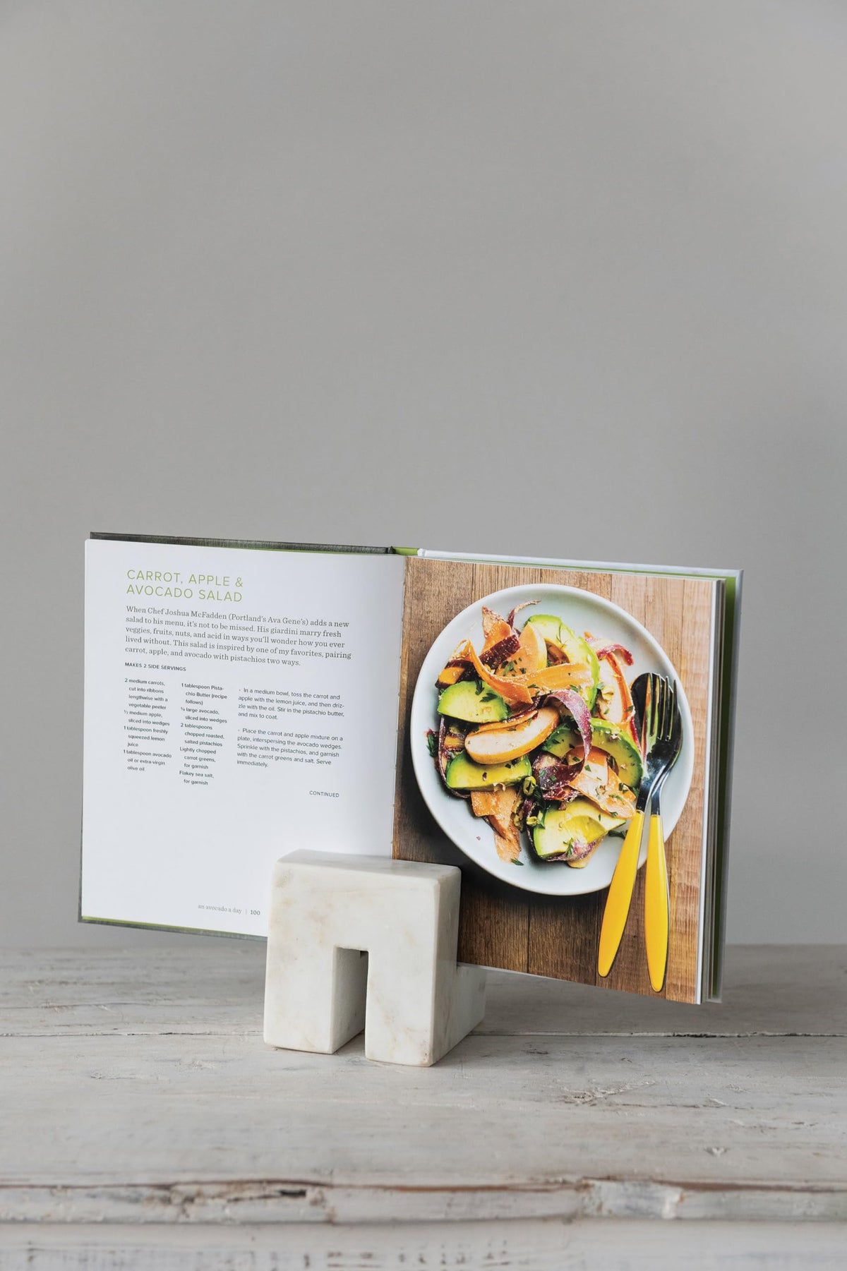 Creative Co-Op Contemporary Marble Cookbook Stand, White
