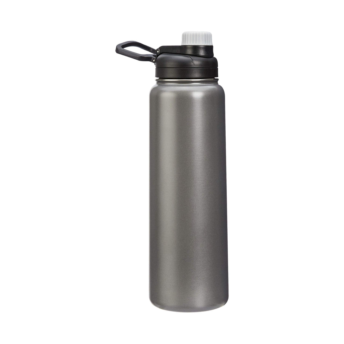 Amazon Basics Large Insulated Stainless Steel Water Bottle, Leakproof Spout Lid, BPA-Free, Vacuum Insulated, Keeps Drinks Cold, Portable, 30.1 ounces, Gray