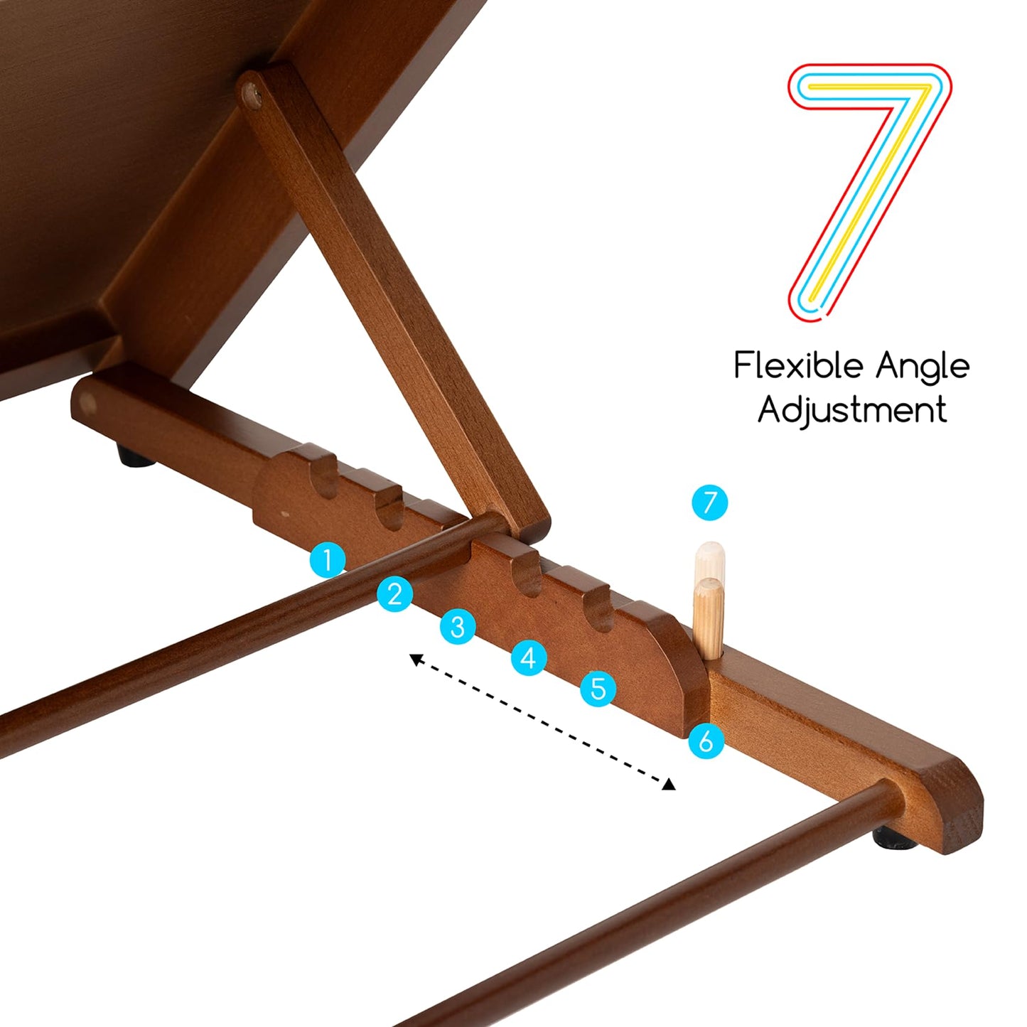MEEDEN PRO A3 Tabletop Easel with Page Clips, 2 in 1 Versatile Drawing Board for Painting & Book Stand for Reading, 7-Position Adjustable Desktop Easel with Rubber Bands, Foldable Cookbook Holder
