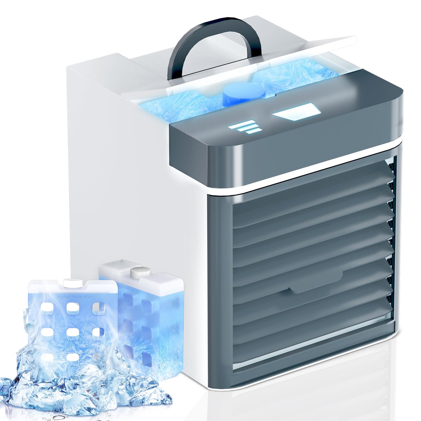 Portable Air Conditioners Fan, Anti-leakage Water Mini Air Cooler with 3 Speeds, Personal Ice Air Conditioner for Room Desk Office Home Tent(White01)
