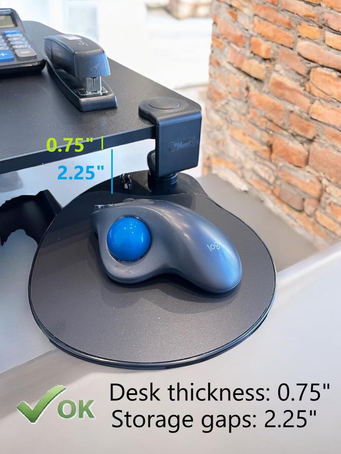 MAX SMART Clamp on Mouse Platform, Clip on Mouse Pad, Rotating 360, Easy Slide Out Tray, Suitable Up to for 1.5" Thickness Desk, for Home, Office to Save Space (Black)