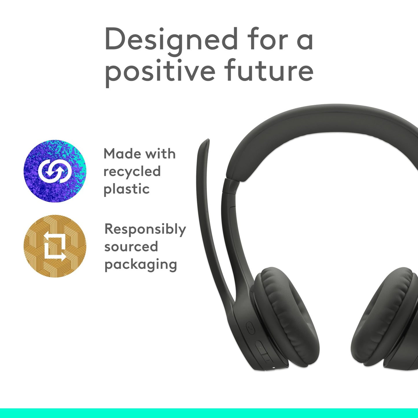 Logitech Zone 301 Wireless Bluetooth Headset with Noise-Canceling Microphone, Compatible with Windows, Mac, Chrome, Linux, iOS, iPadOS, Android – Graphite