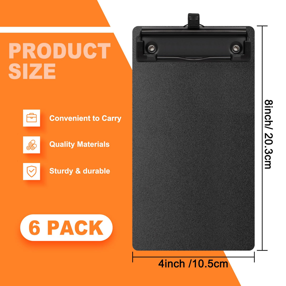 SBYURE 6 Pack Black Plastic Clipboards with Pen Holder A7 Size Small Clip Boards with Metal Clip Mini Clipboards in Bulk for Office, Restaurant,School and Laboratory