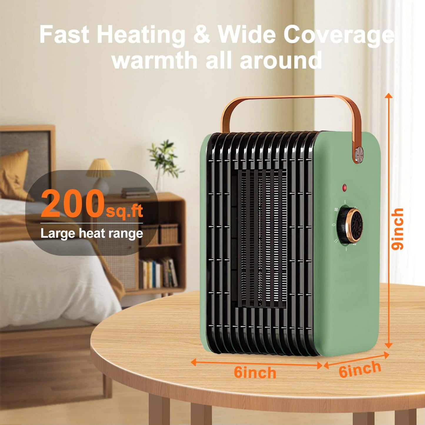 1500W Space Heater for Indoor Use PTC Portable Electric Heater 110V Fast Heating Room Small Heater Heating and Fan Modes for Desk Office Bedroom Bathroom