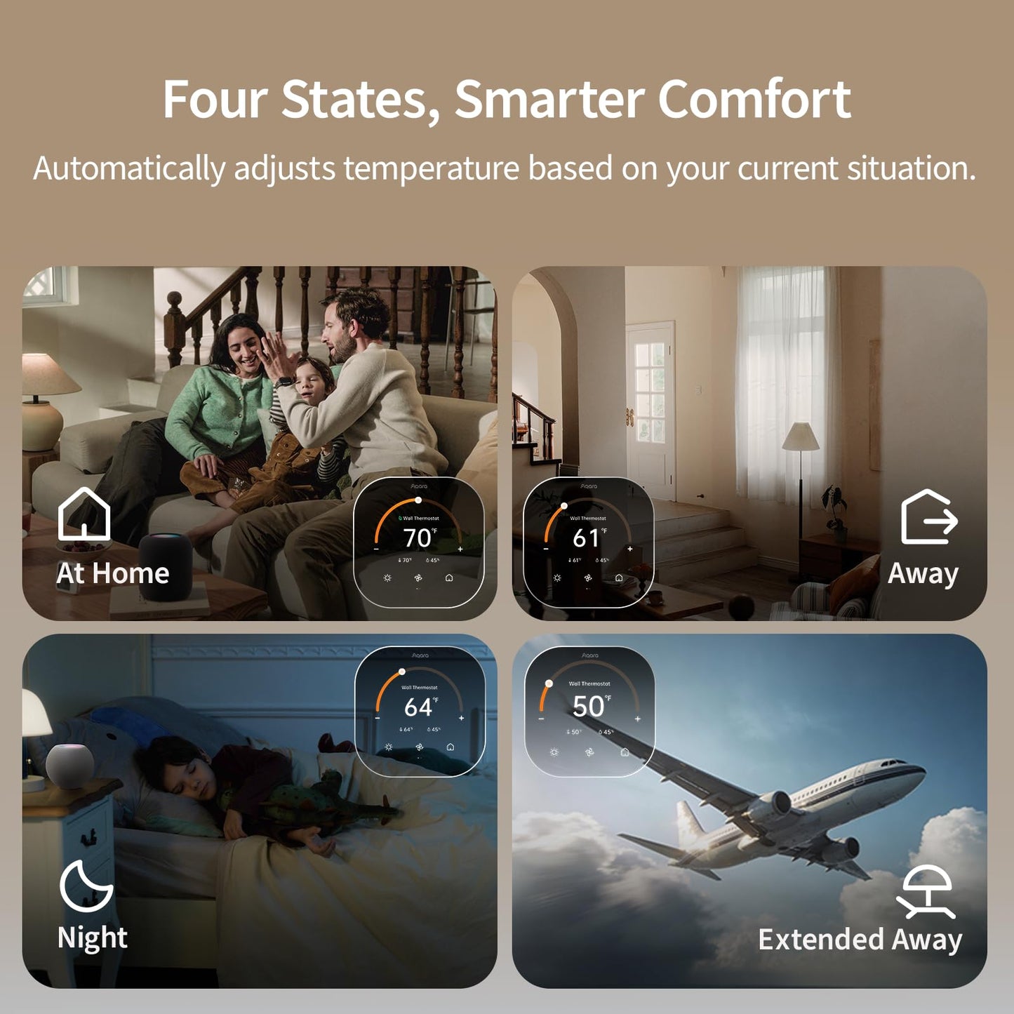 Aqara Smart Thermostat W200 with Apple Adaptive Temperature & Clean Energy Guidance, 4" Touchscreen, Matter Controller, Built-in Radar Sensor, Works with Apple Home, Siri, Google Assistant, Alexa
