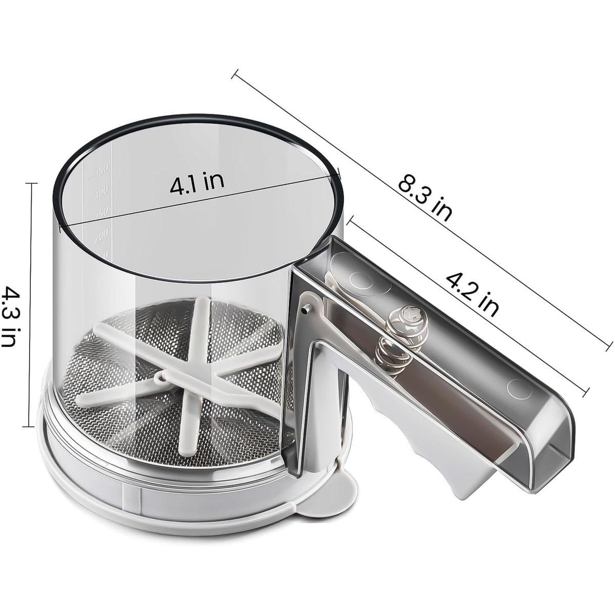 ‌3 Cup Flour Sifter, Sifter for Baking Sifter Handheld Baking Sieve Food-Grade Double-Filter Stainless Steel Flour Sifter Non-Rust Sifter used for Rapid Screening of Flour Apricot Flour Sugar Powder