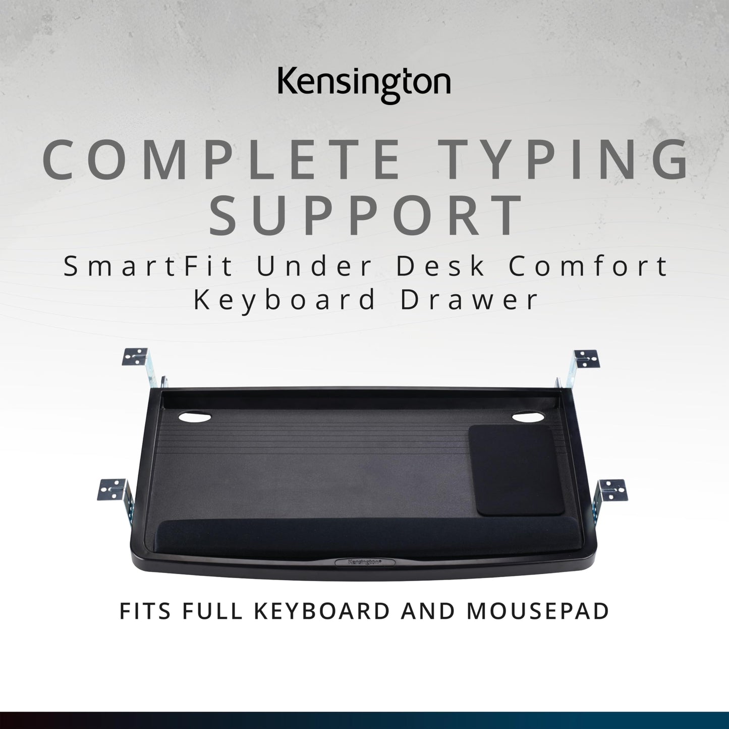 Kensington Keyboard Tray Under Desk, SmartFit Ergonomic Slide-Out Keyboard Drawer with Cable Management, Extra-Wide Height Adjustable Keyboard Holder, 24.5" x 11.75", Black K60004US