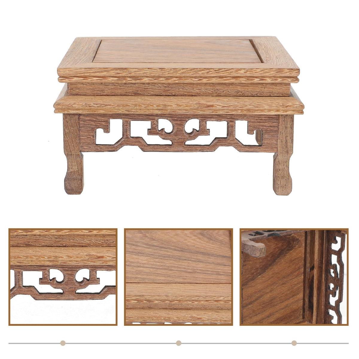 Beavorty Wooden Flower Pot Base 5.51In Rustic Plant Stand Holder for Indoor Outdoor Garden Display Pedestal
