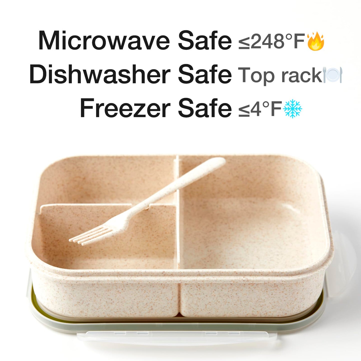 SEVENY Bento Box Natural Wheat Fiber Material,Ideal Leak-Proof Bento Box Adults,Lunch Box for Women,BPA-Free Lunch Box,Reusable Meal Prep Container for Body Builders, White