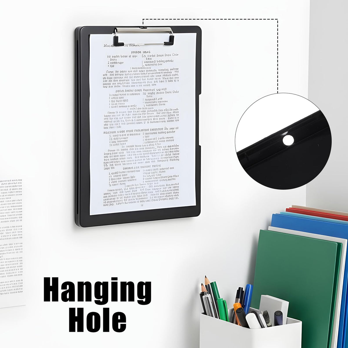 Afcabakila 3 Pack Clipboard with Storage, Foldable Clipboard Organizer with Pen Holder, Heavy Duty Plastic Writing Board for Nurse, Teacher, Student, Office Supplies, Black