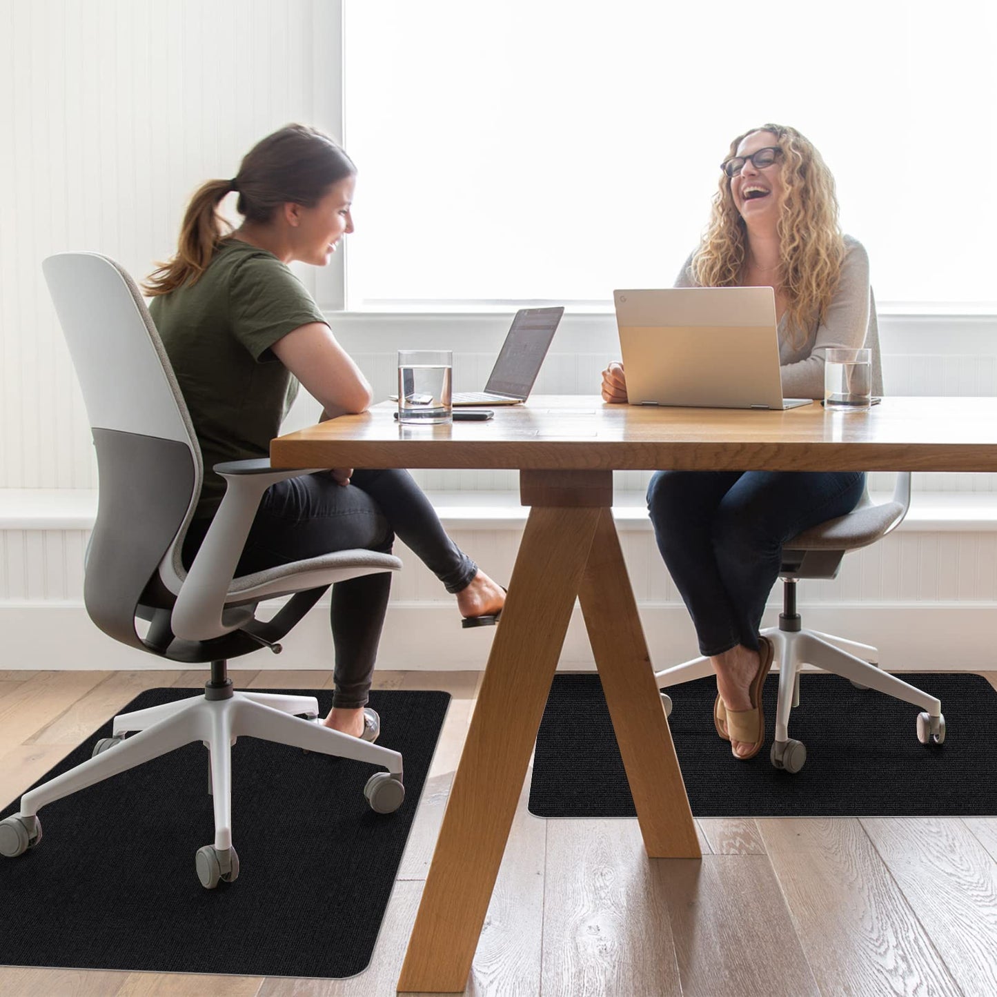 Sycoodeal Office Chair Mat for Hardwood Floor,Office Computer Gaming Chair Mat for Tile Floor,Large Floor Protector Rug,Anti-Slip,Easy to Clean,Carbon-Black (48"x60")