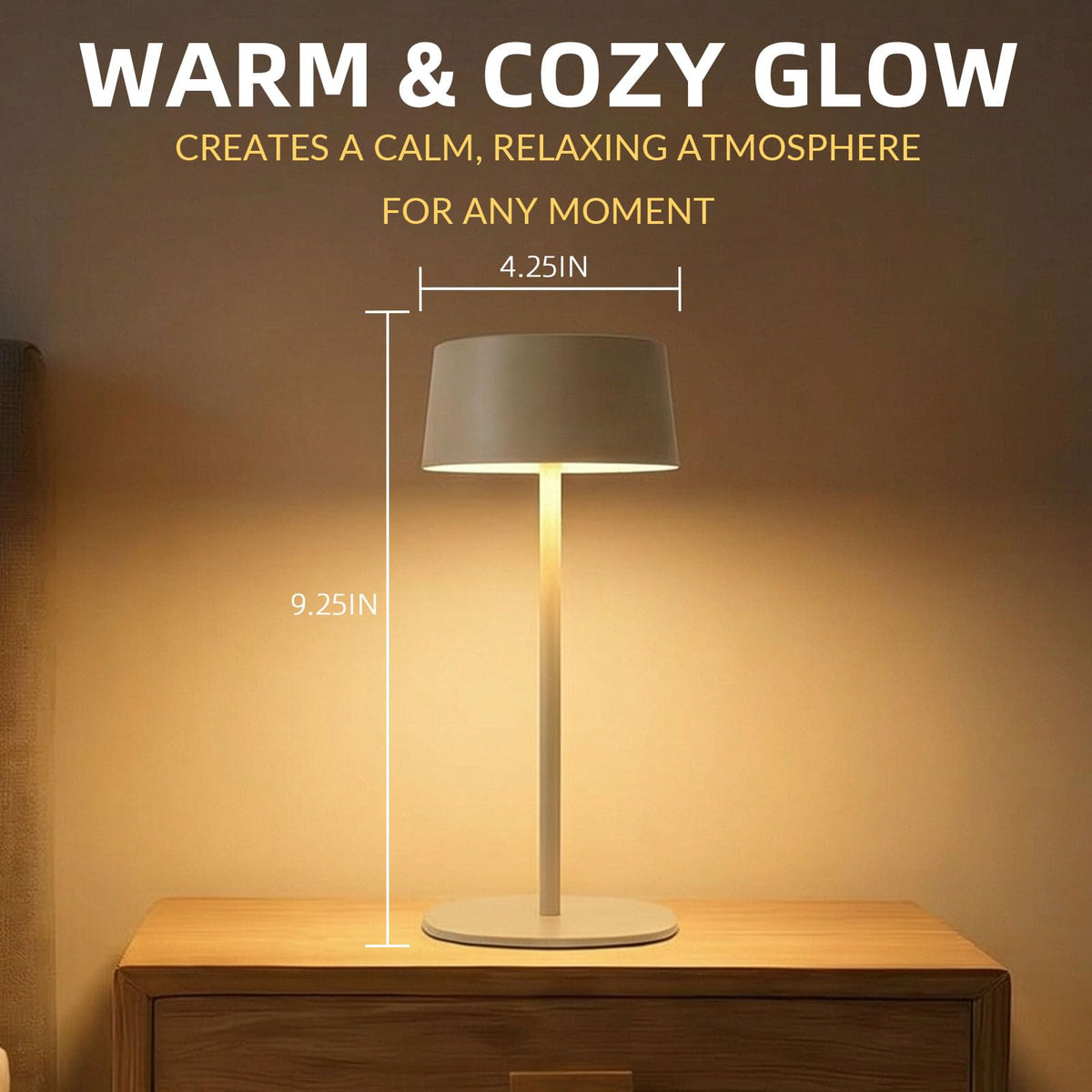 BHOTL Rechargeable Table Lamp, Cordless Touch Control Bedside Lamp – 2700K Warm LED, Stepless Dimmable, USB-C Charging, Small Modern Nightstand Desk Lamp with Non-Slip Base, Beige