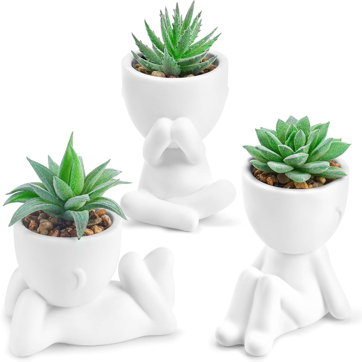 Der Rose 3 Pack Fake Plants for Office Desk Accessories Artificial Succulents Plants for Room Bathroom Home Decor for Women