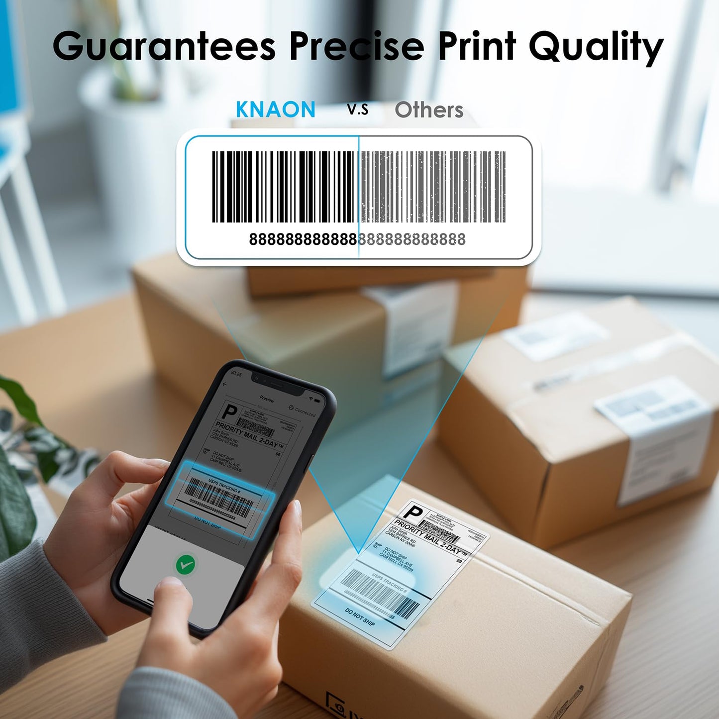 KNAON Shipping Thermal Label Printer, 4x6 Portable Label Printer, Bluetooth Label Maker for Small Business, Support iPhone,Android,Windows,Mac,Chromebook,Works with USPS, Etsy,Shopify&More, Black
