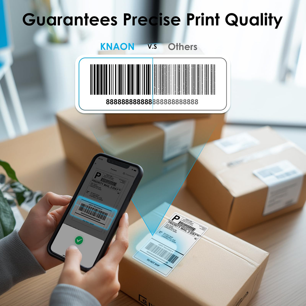 KNAON Shipping Thermal Label Printer, 4x6 Portable Label Printer, Bluetooth Label Maker for Small Business, Support iPhone,Android,Windows,Mac,Chromebook,Works with USPS, Etsy,Shopify&More, White