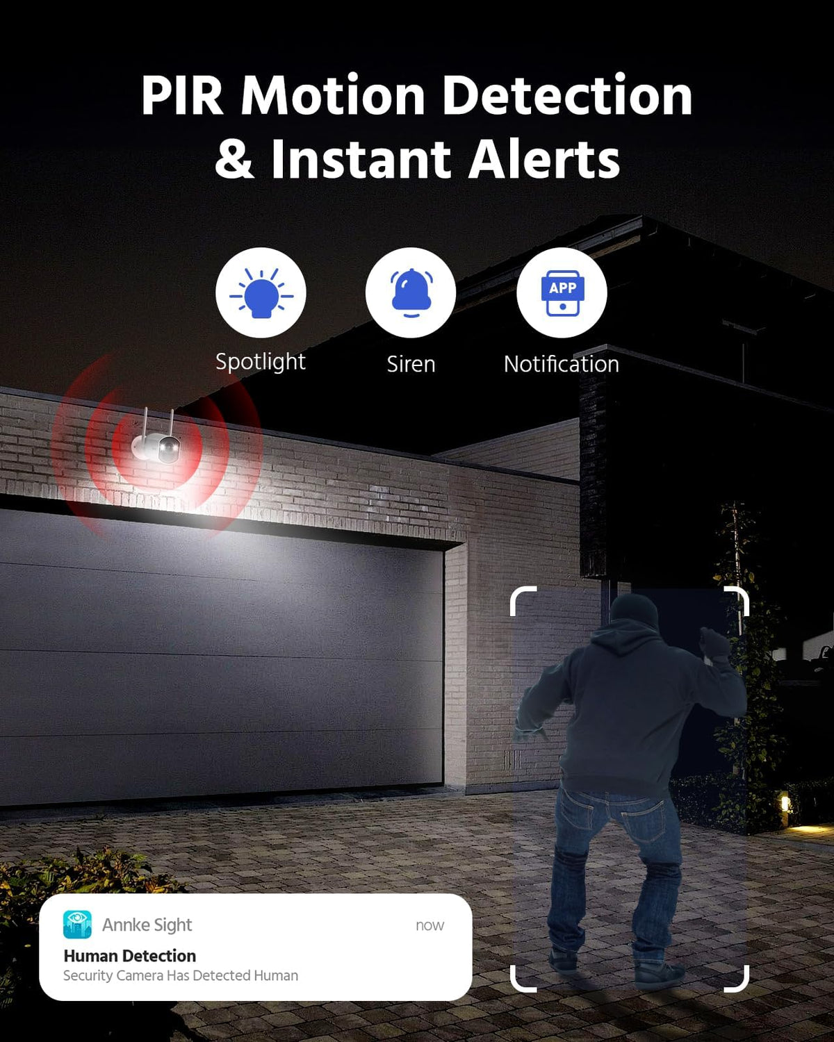 ANNKE 5MP Solar Wireless Security Camera Outdoor,Surveillance Home System,4CH and 2 Bullet Cam-Kit 2.5K, Color Night Vision, Spotlight Smart Alarm, PIR&Human Detection, 2-Way Audio, 64GB Memory Card
