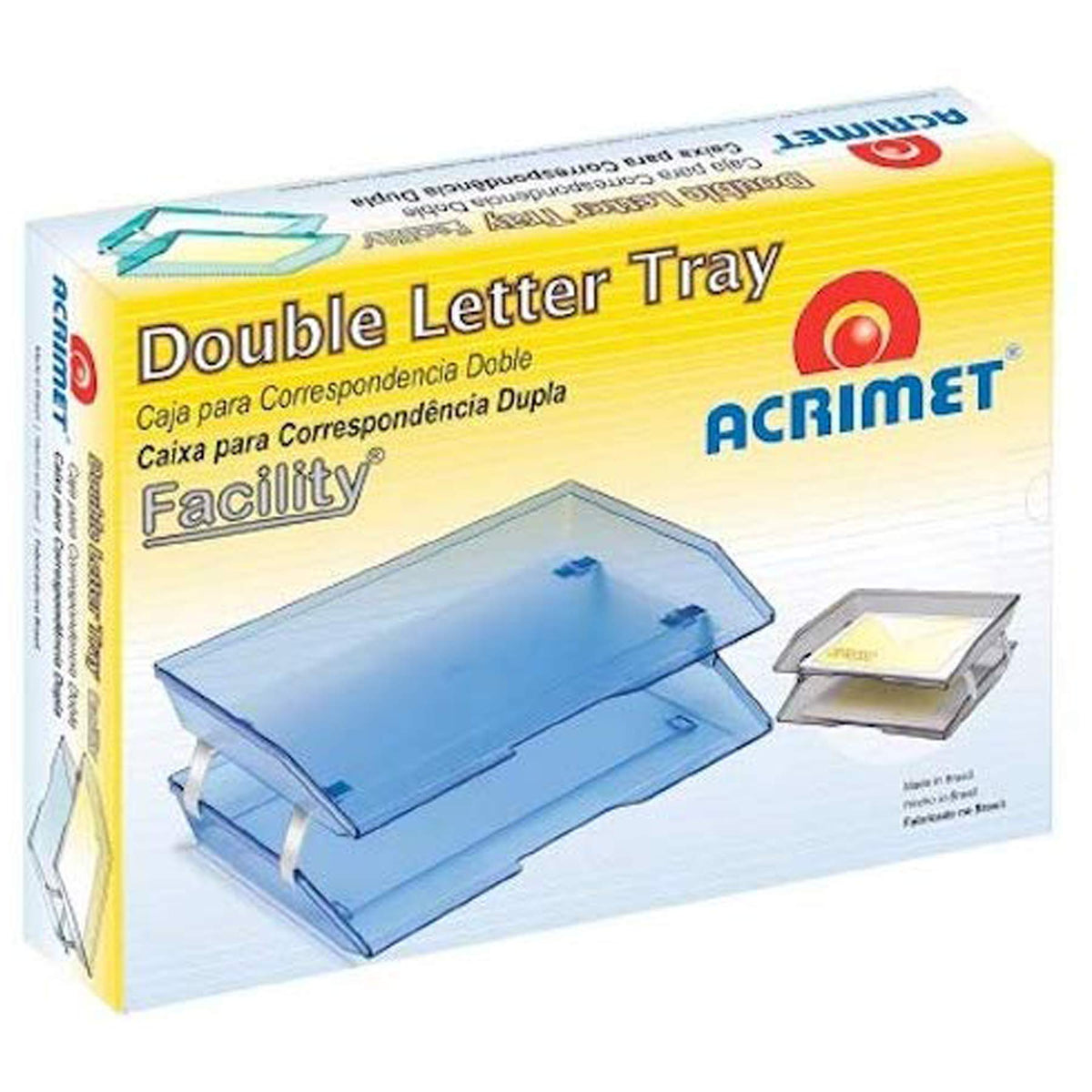 Acrimet Facility 2 Tier Letter Tray, Side Load, Letter Size/A4, Desktop File Organizer, Plastic (Black Color)