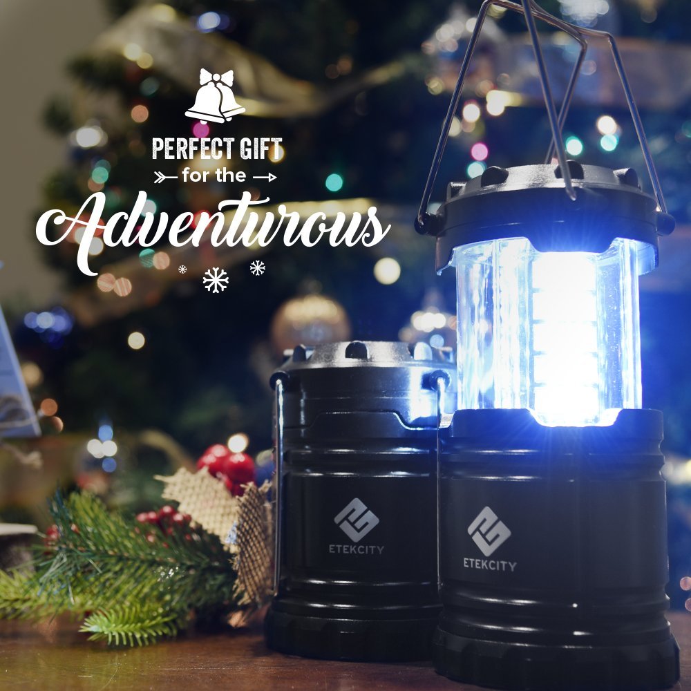 Etekcity Camping Lanterns for Power Outages 4 Pack, Flashlight for Camping Essentials, Survival Kit and Gear, Hurricane Preparedness Items, Emergency Led Battery Operated Lights, Black