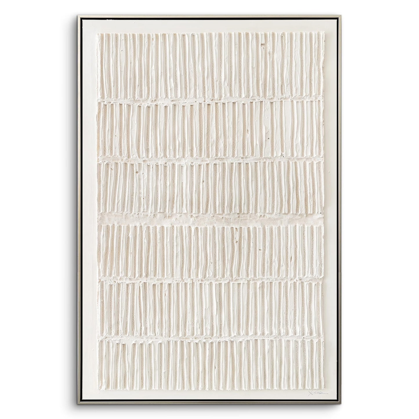 VGICH Large Framed Canvas Wall Art, Modern Abstract Wall Art for Living Room, Beige Textured 100% Hand-painted Painting, Minimalist Wall Decor for Living Room, Bedroom, Office, Hallway, 27x43 Inch