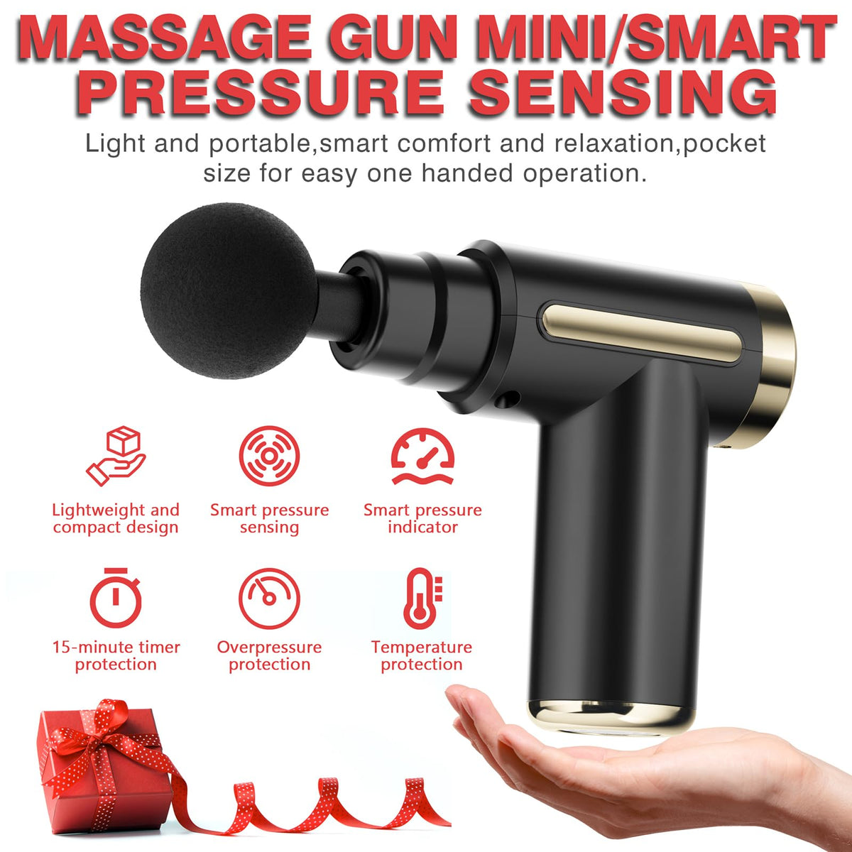 cotsoco Massage Gun Deep Tissue for Pain Relief with 4 Massage Heads & 6 Speeds, Electric Mini Handheld Body Massager for Any Pain Relief, Best Gifts for Dad and Mom