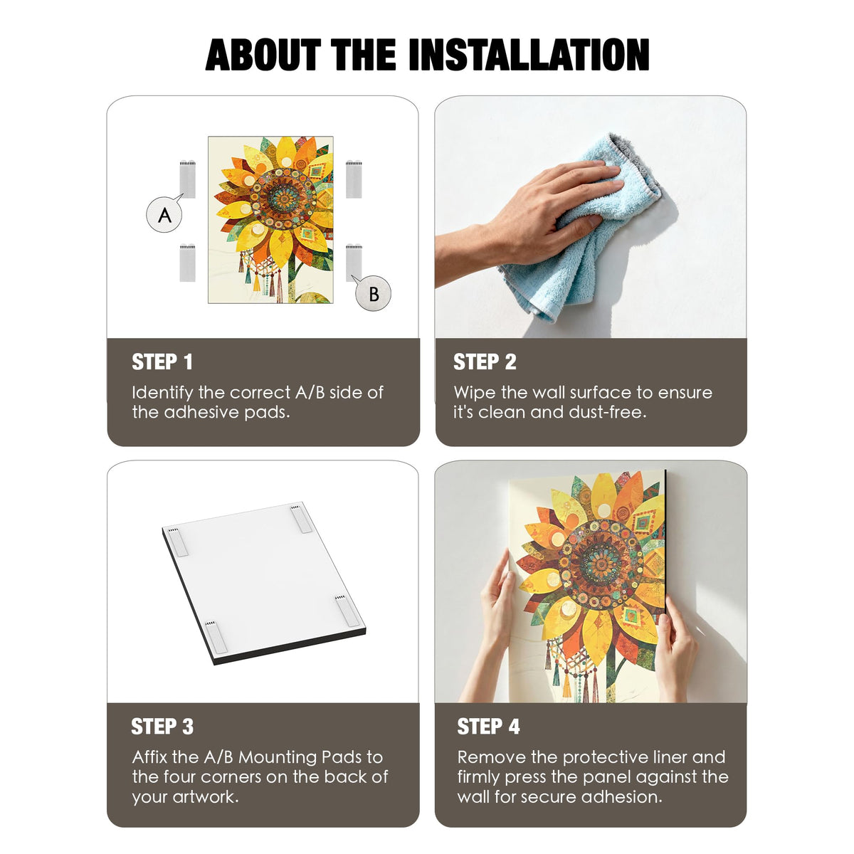 INFINIPANEL Sunflower Wall Art Print for Bathroom Framed Wall Decor - XPS Waterproof & Lightweight Construction - Perfect for Humid Bathrooms Boho Decor for Home, Bedroom & Living Room -12"×16"