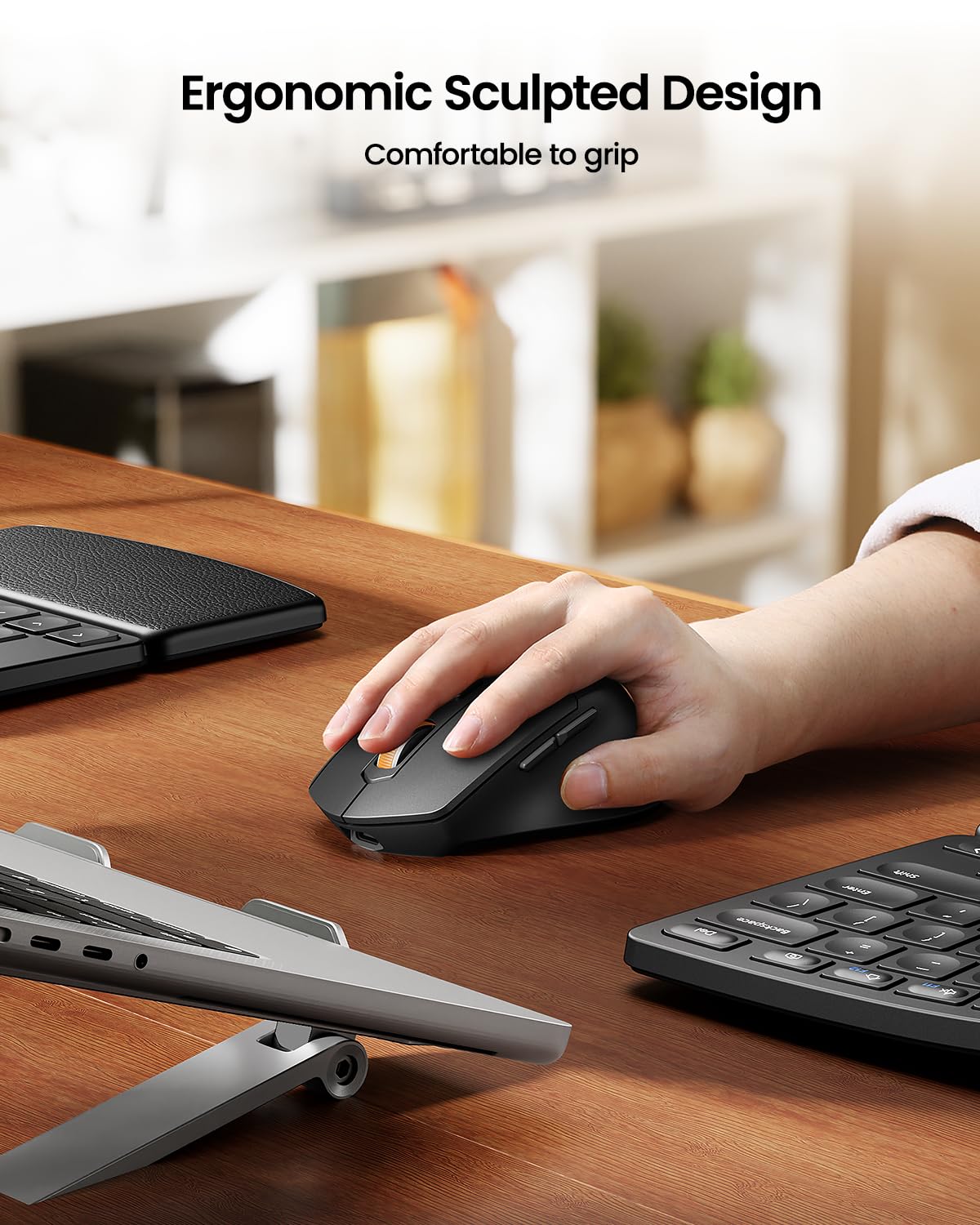 ProtoArc Ergonomic Keyboard Mouse, EKM04 2.4GHz USB Wireless Ergo Keyboard Mouse Combo with Separate Numeric Keypad, Split Design, Hard Wrist Rest, Rechargeable, for Windows Desktop/PC/Laptop