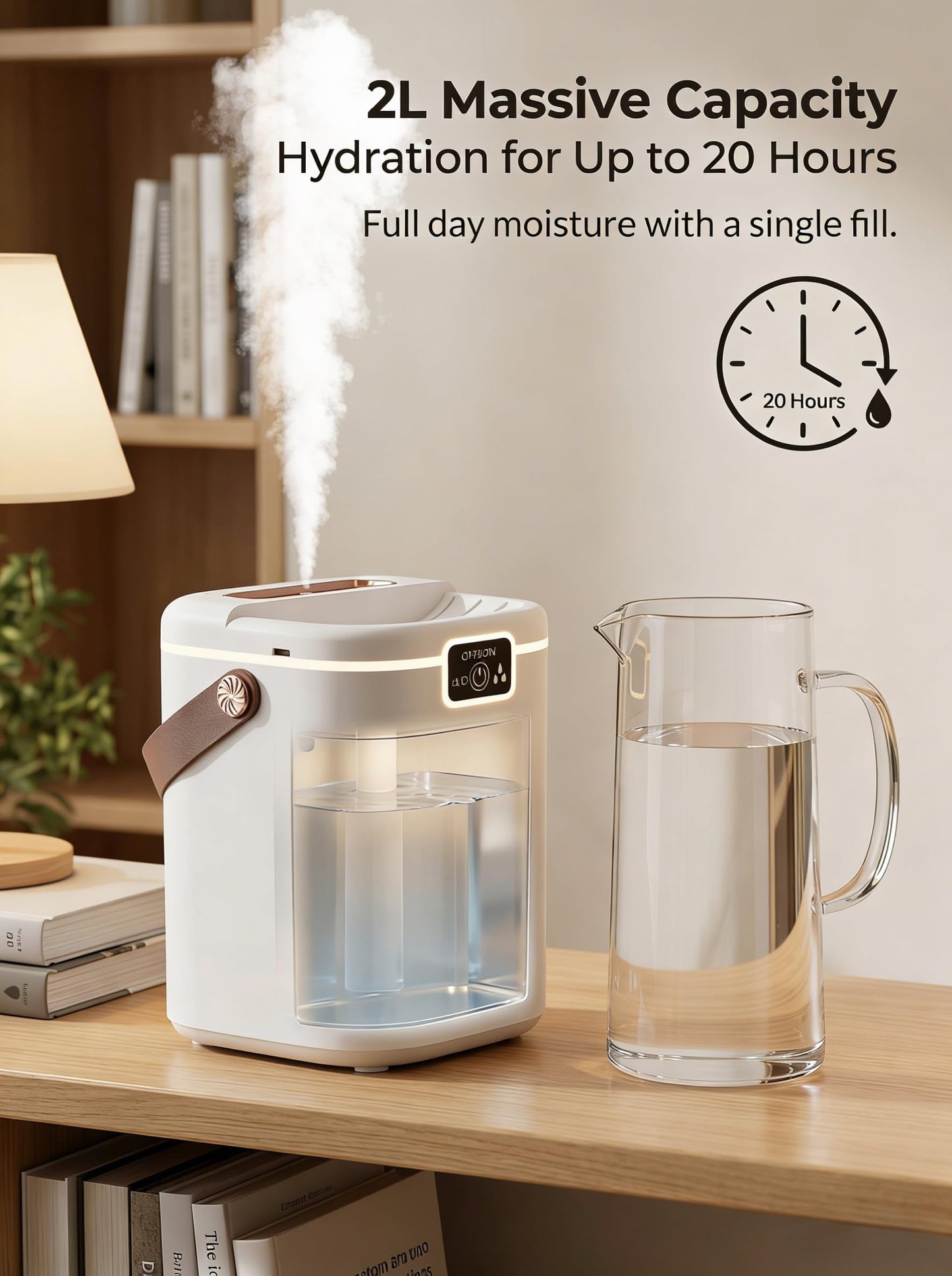 2L Cool Mist Humidifiers for Bedroom, 3 Nozzles Quiet Small Humidifier with 4 Mist Modes, Top Fill Desktop Personal Humidifier with Night Light & Auto-Shutoff, Portable USB Powered for Office, Plants