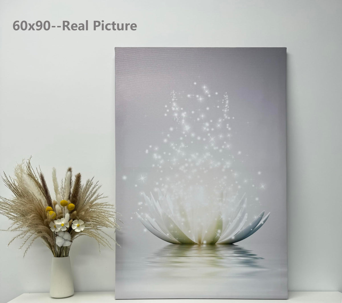 Lotus Floral Canvas Prints Art for Zen Office Decor Wall Art Meditation Pictures Modern Artwork Painting Framed Ready to Hang(16x24inch)