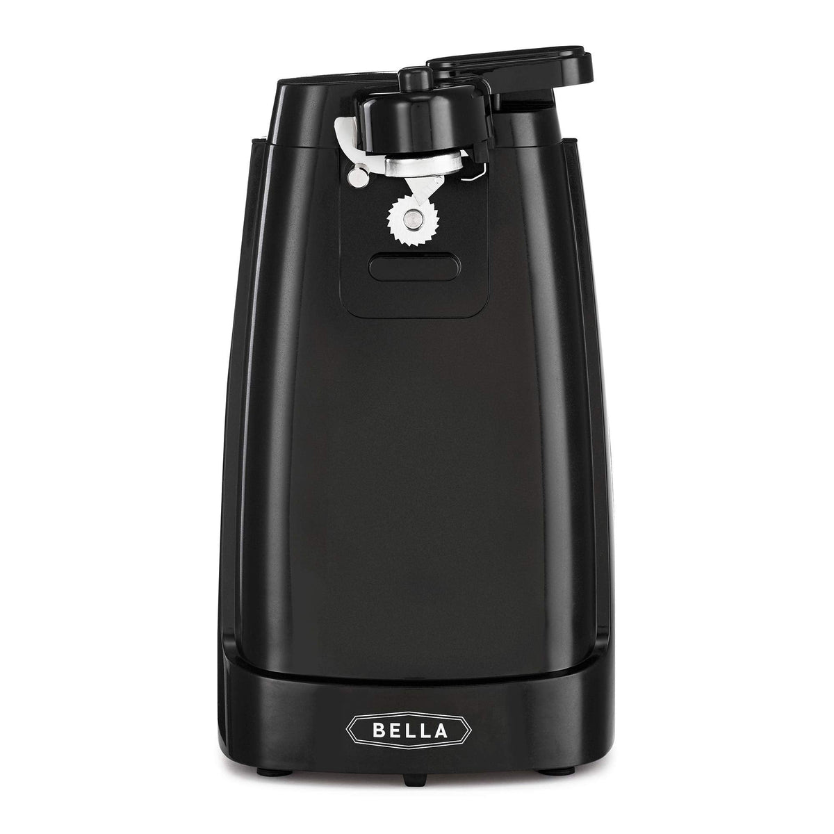 bella Electric Can Opener and Knife Sharpener, Removable Cutting Lever, Cord Storage, Stainless Steel Blade, Black
