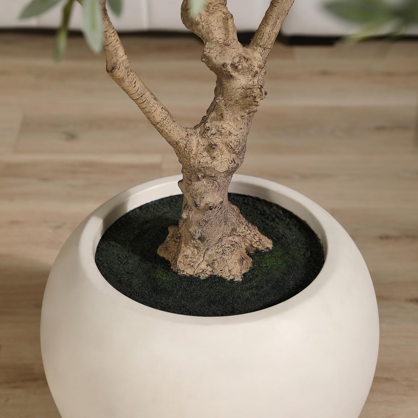 SOGUYI Olive Trees Artificial Indoor, 8 Feet Tall Faux Olive Tree with Round Artisan Planter, Premium Handmade, Realistic Trunk & Lifelike Leaves, Perfect for Large Spaces & Elegant Home/Office Decor