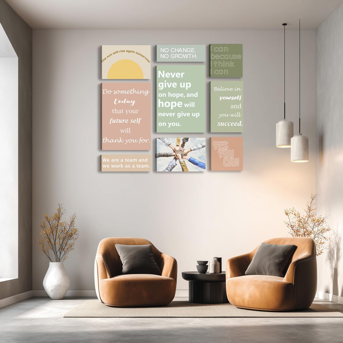 9-Pieces Framed Canvas Set Motivational Wall Decor Office Inspirational Wall Art Motivational Quotes Posters Positive Affirmation Office Wall Decor Office Wall Art Living Room Bedroom Prints Artwork