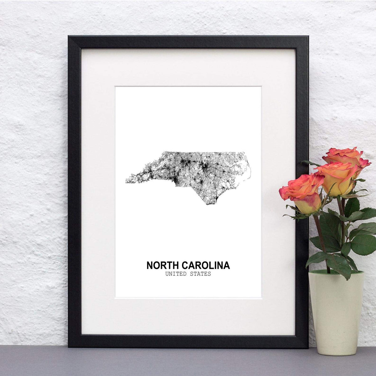 Eleville 8X10 Unframed North Carolina United States Country View Abstract Road Modern Map Art Print Poster Wall Office Home Decor Minimalist Line Art Hometown Housewarming wgn189