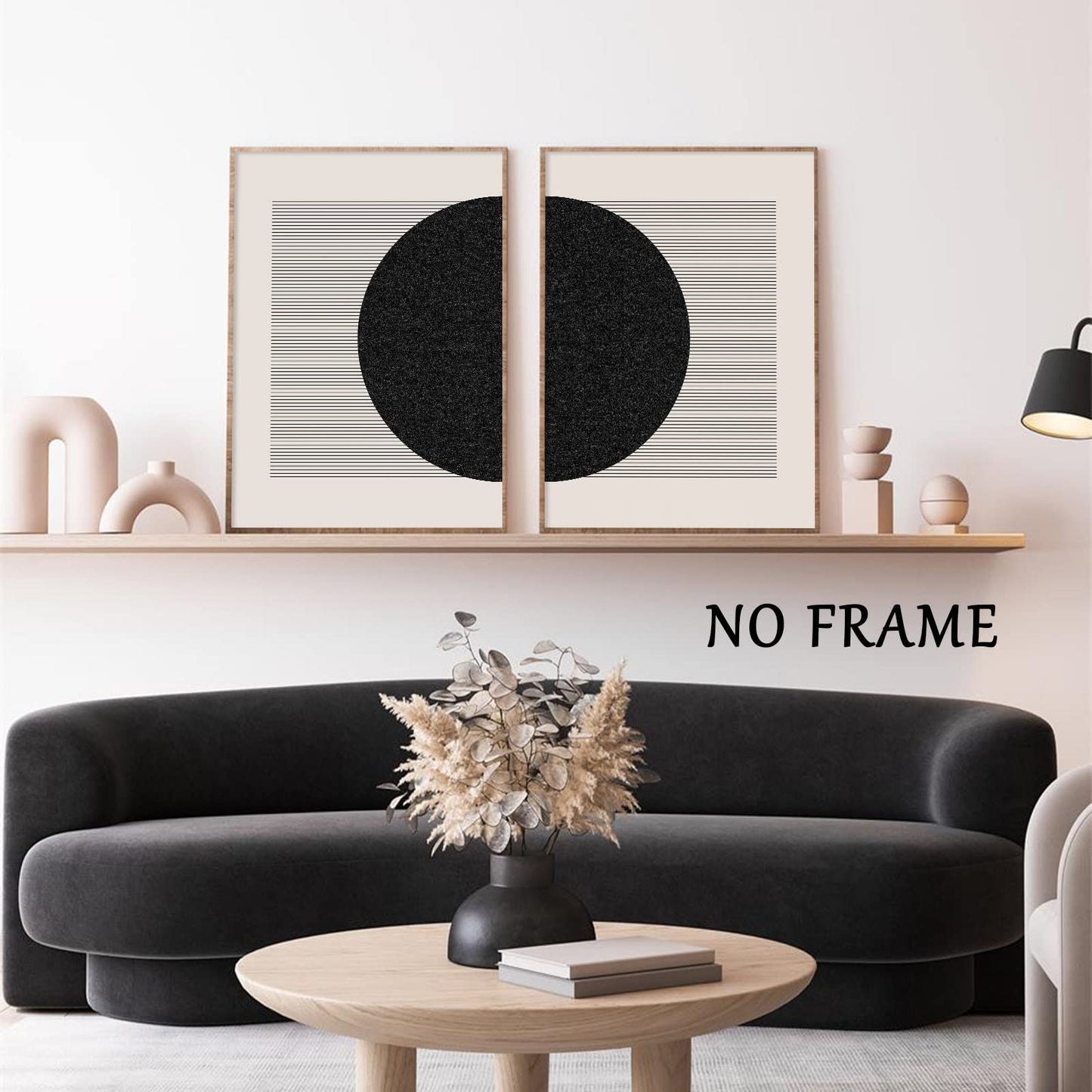 Black And Beige Minimalist Wall Art Geometric Picture Minimalist Boho Posters Abstract Geometric Print Black And Beige Boho Painting Line Canvas Bohemia Modern Artwork Decor 16x24inx2 No Frame