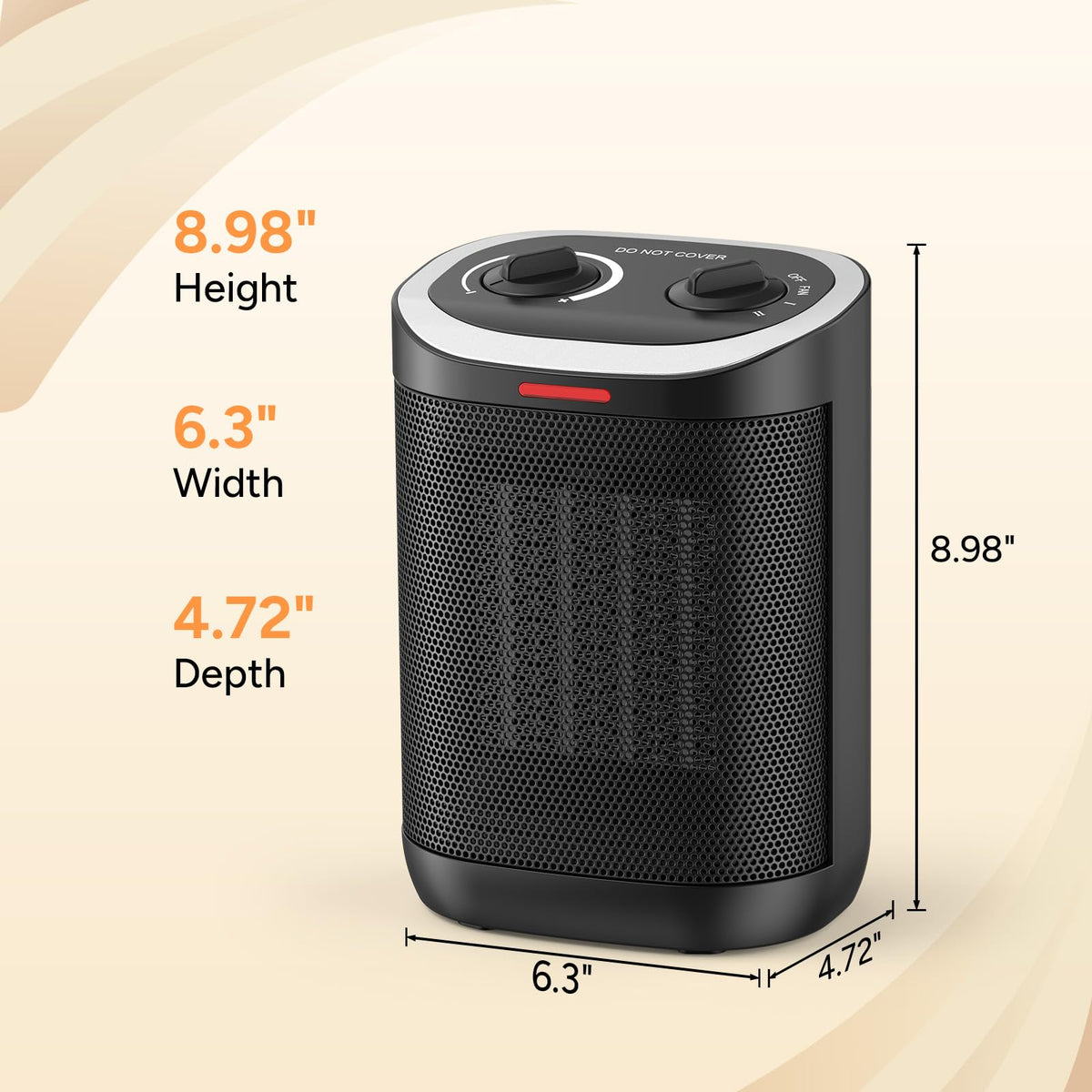 Small Space Heater, Portable 1500W Ceramic Space Heater for Indoor Use, Overheated & Tip-Over Safety Protection, Personal Electric Space Heater with Thermostat for Desk, Office, Home, and Room Use
