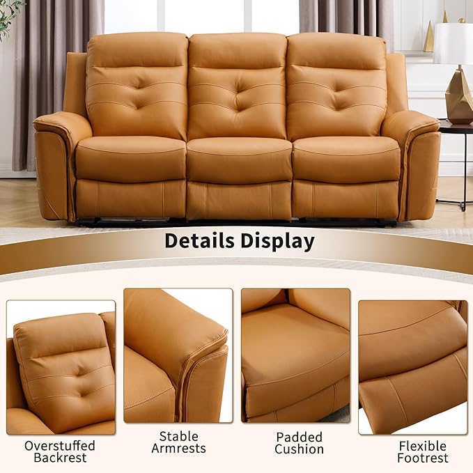 ANJ 3-Piece Faux Leather Power Recliner Sofa Set