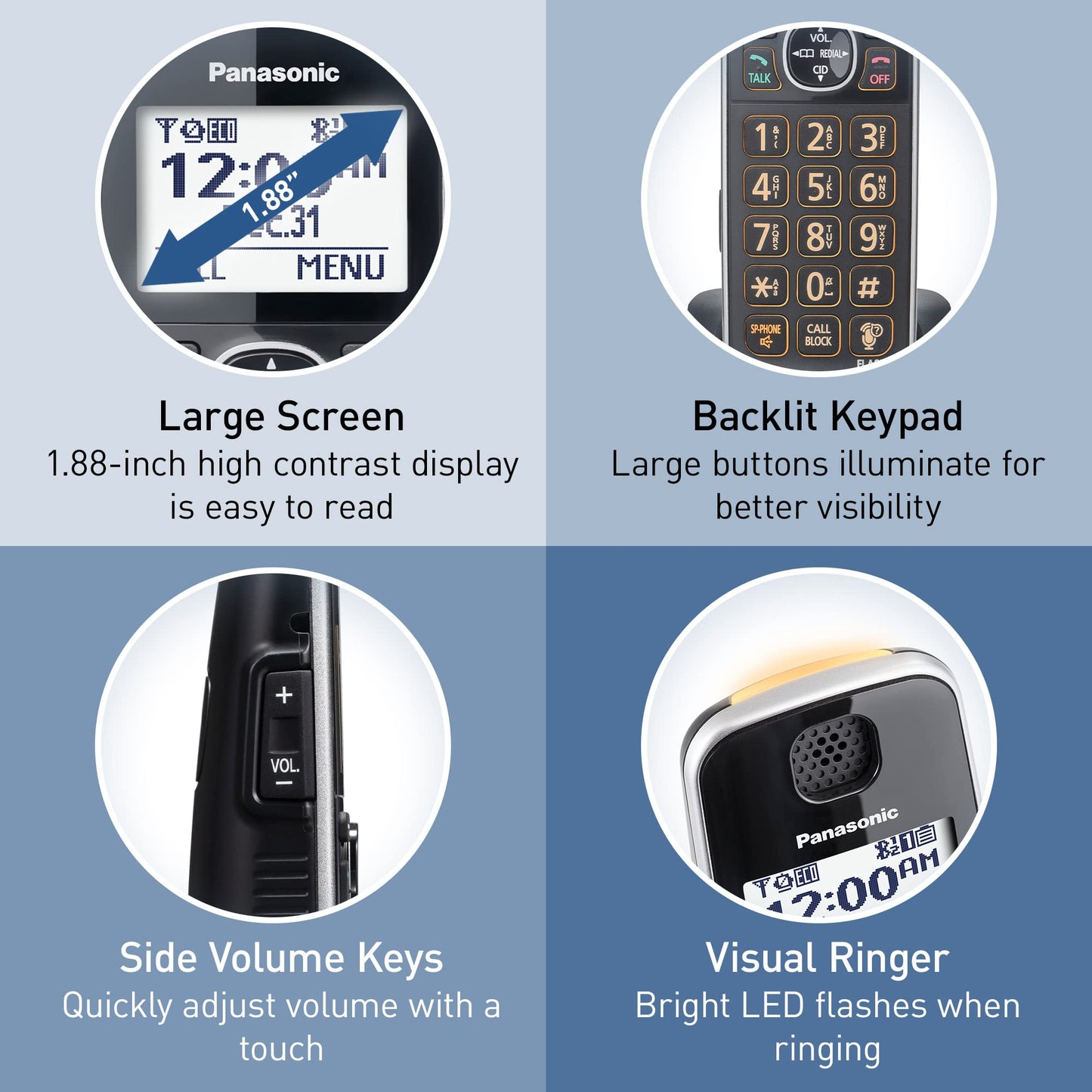 Panasonic DECT 6.0 Expandable System, Cordless Phones With Answering Machine and Call Blocking - 5 Cordless Phones 5 Handsets - KX-TGE645M (Metallic Black)