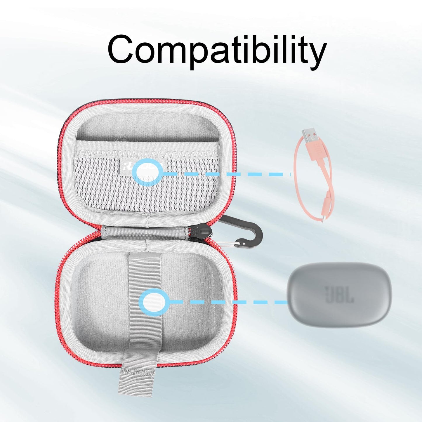 RLSOCO Hard Case for JBL Endurance Peak 3 Dust and Water Proof (IP68) True Wireless Active Earbuds | Storage Pouch with Sturdy Metal Hook | Compact Design with YKK Zipper (Case Only)